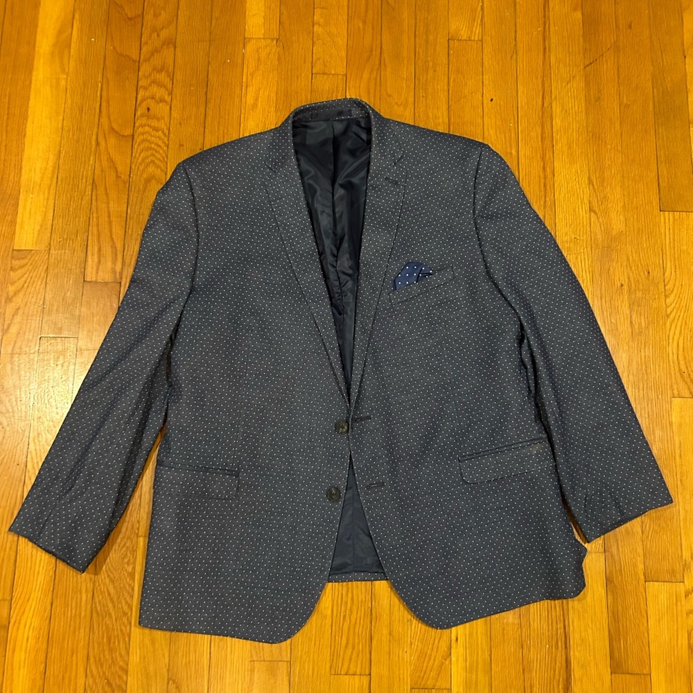 Dark Blue&White Polka Dot Men’s Blazer/SportsCoat (Nick Graham The New York cut)